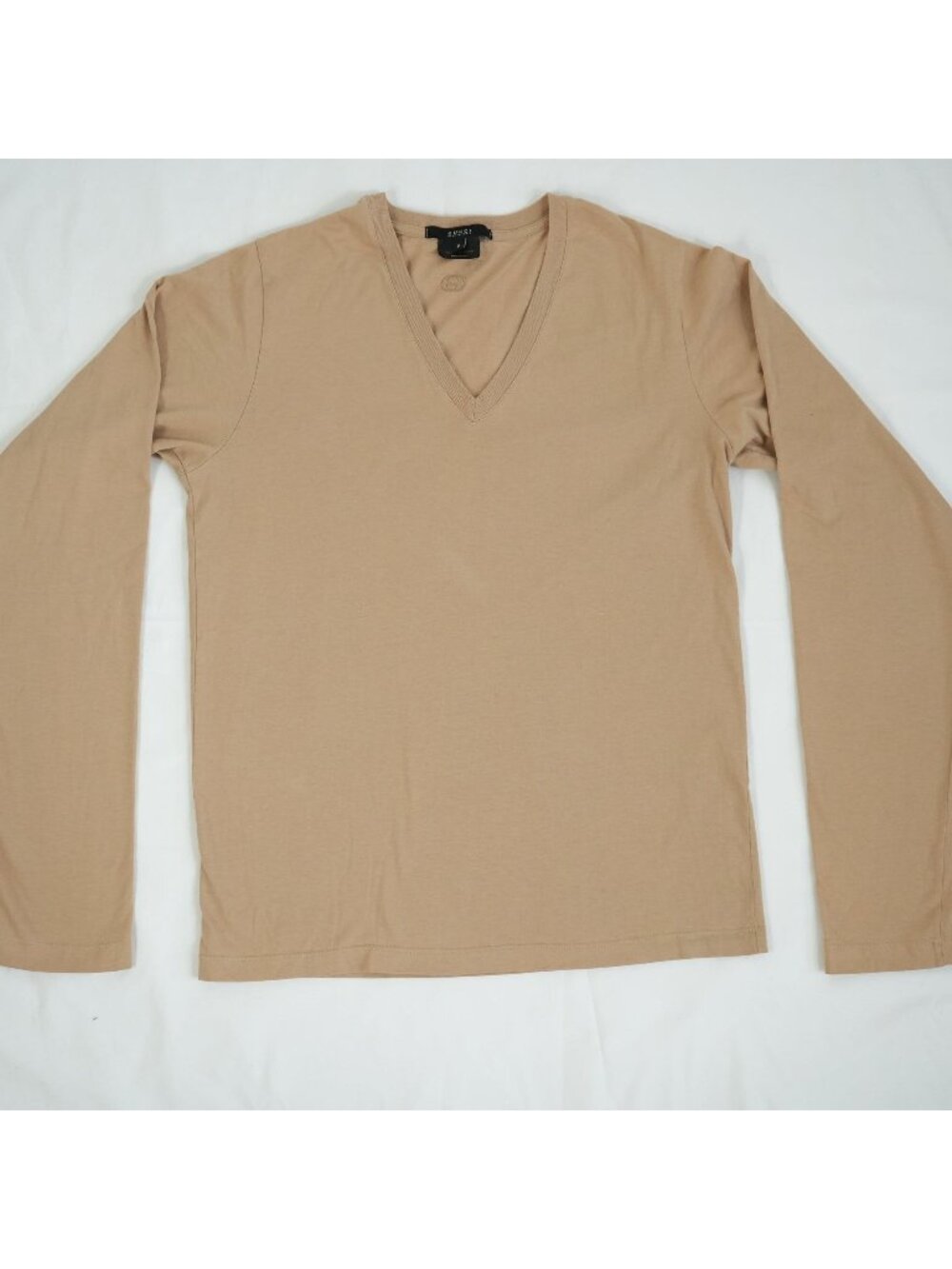 Gucci Tan Long Sleeve V-Neck Top Size Small